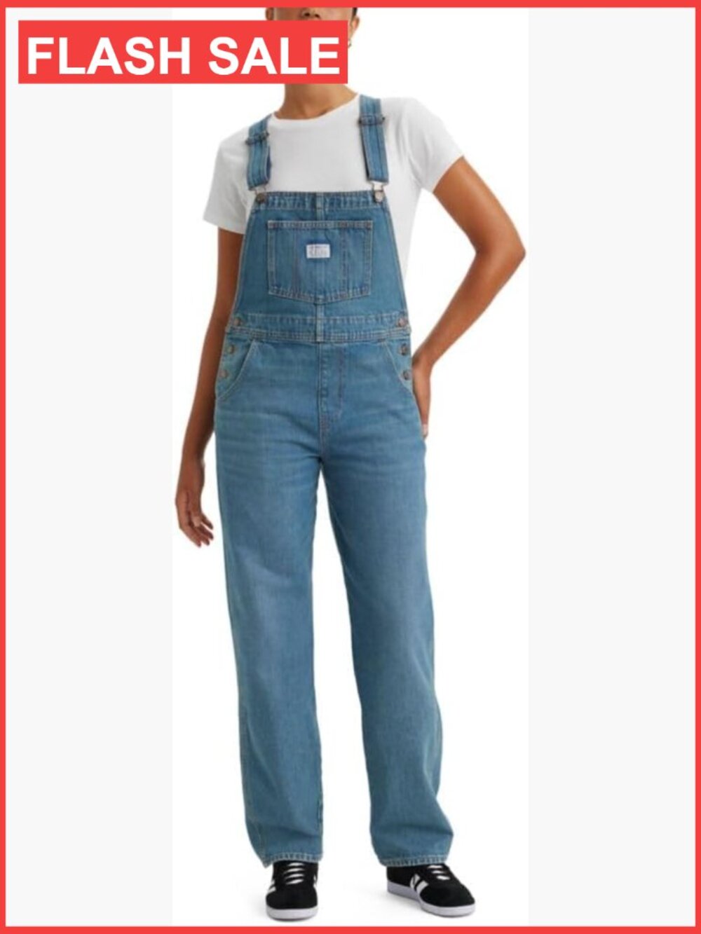 Vintage Denim Overall with Adjustable Straps and Multiple Pockets